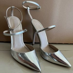 ASOS strappy silver pumps